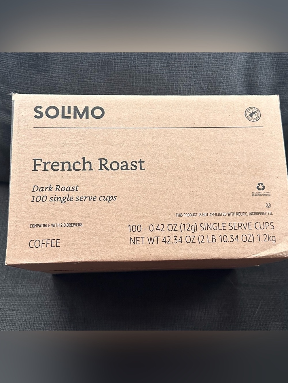 Solimo French Roast Coffee K-Cups 100 Count Dark Roast New Sealed